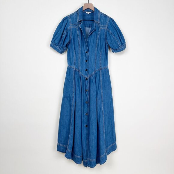 Anthropologie Denim Blue Midi Dress - Picture 5 of 14